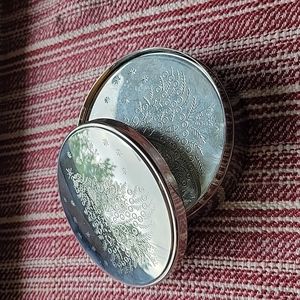 Vintage Christmas Tree Silverplate Embossed Etched Coaster Set Trinket Box